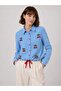 Women's Long Sleeve Cherry Detailed Lace-Up Shirt - 6