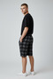 Modal Cotton Men's Shorts - Black Plaid Pattern, Elastic Waist, Comfortable Summer Shorts with Pockets Pocketed - 3