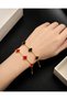 2-Piece Women's Combination Set Anti-Tarnish Steel Clover Model Bracelet Red Black White Gold Color Gift Jewelry - 2