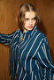 Mirel Women's Oversize Fit 100% Organic Cotton Navy Blue-Striped Shirt - 5