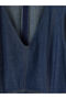 Trendlucky V-Neck Linen Blend A-Line Jean Dress with a Difference - 7