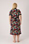 Women's Plus Size 100% Cotton Combed Fabric Buttoned Summer Dress / Black-Red 4180 - 5