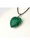 Malachite Stone Heart Pendant - Real Natural Stone Leather Cord Necklace - Protective Energy Stone - 3