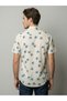 Men Beige Leaf Print Short Sleeve Shirt - 5