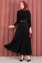Degaje Collar Belted Sandy Dress Black - 3