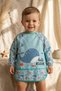 Marino Ocean Stain-Resistant Liquid-Proof Long Sleeve Baby Food Bib - Blue Whale Pattern Blw and Faa - 3