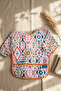Boho Dream Ethnic Patterned Liquid-Proof Long Sleeve Baby Bib - Blw Compatible with Crumb Pocket - 5
