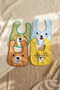 Set of 4 Cute Teddy Bear Character Waterproof Baby Bibs - Stain-Resistant, Velcro Baby Bibs - 2