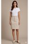 Etek Beige Midi Length Striped Short Regular Women's Denim Skirt Denim Casual Summer Skirt - 3