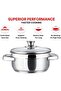Bremen Stainless Steel Saucepot with Glass Lid, 1.5 Litre, 16 cm | 2.5mm Thick Base | Riveted Handle | Induction & Gas Base | Silver - 6