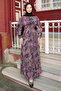 Purple Skirt Layered Patterned Chiffon Dress - 2