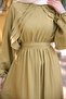 Olive Dress with Ruffles on the Sides and Elastic Waist - 4