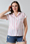 Forshe Women's Striped Half Sleeve Shirt Pink 71500 - 5