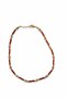 Red Coral Shades Cylinder Stone Necklace - Gold Geometric Detail - 4