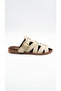 Women's Suede Belt Detailed Gold Buckle Flat Sole Closed Front Summer Comfortable Women's Slippers - 7