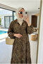 Women's Fluid Fabric Patterned Hijab Dress - 2