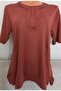 Er Clothing Short-Sleeve Combed Cotton Blouse Crew Neck Tan - 4