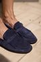 Trela Women's Navy Blue Genuine Leather Suede Loafer Shoes - 7