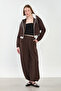 Women's Hooded Zippered Coat - Bitter Brown - 2