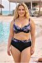 Women's Black Plus Size Baroque Patterned High Waist Gathering Bikini Set Hzl26S-Lc6138-2
