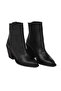 Black Leather Women's Heeled Boots - 2