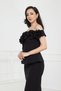 Floral Patterned Midi Pencil Dress - Black - 3