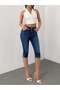 Women's Blue Slim Fit Capri Jean Pants High Waist Stretchy Denim Below Knee Jeanst - 8