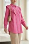 Imported Crepe Tunic with V-Details and Long Buttons on the Back - Pink - 3