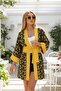 Yellow Floral Patterned Midi Length Viscose Women's Kimono - 4