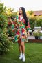 Multi-Colored Floral Patterned Midi Length Viscose Women's Kimono - 6