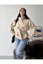 High Collar Zr Model Lined Short Trench Coat with Windbreaker Detail on the Back and Belt