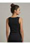 Black Wide U-Neck Ribbed Knitted Women's Undershirt Premium Camisole Ribbed Bodysuit - 5