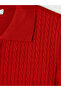 Red Polo Collar Women's Knitwear Sweater by Güli̇s Gi̇yi̇m - 3