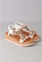Seç 107 Genuine Leather Padded Heel Sandals (Heel Height: 5 cm) White