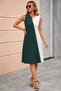 New Season Women's Strappy V-Neck Double Color Imported Crepe Short Dress - 4