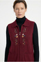 Women's Zippered Knitwear Vest - Claret Red - 2