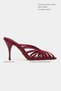 Judith Burgundy Satin Open Toe Detailed Caged Women's Heeled Slippers - 2