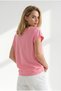 Women's Pink Bat Model Sleeve Folded Loose Fit Cotton T-Shirt Tsh-19001003 - 6