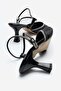 Champagne Heeled, Stoned, Pointed-Toe Heeled Sandals Black - 4