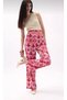Women's Fuchsia Patterned Satin Trousers Yel221047 - 2