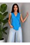 Women's Double-Breasted Collar, Gathered Sides, Asymmetrical Cut Modal Blouse 26072 - 3
