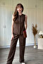 Linen Buttoned Brown Vest Suit