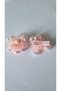 Set of 2 Pastel Yellow Tulle Flower Children's Hair Clips - Girls' Clip-On Hair Clips with Pearls and Colorful Pom-Poms - 3