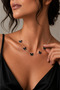 Women's Stainless Steel Butterfly Necklace with Black Stone Elegant Stylish Jewelry - 3