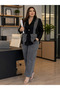Plus Size Double Breasted Collar, Front Pocket Detail, Elastic Waist, Tube Leg Women's Top and Bottom Set
