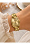 Modern Women's Wristwatch with Zircon Stone Case, Gold Color, Stylish Design, Gift Boxed - 3