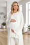 New Season Ecru Summer Design Flounce Sleeves 100% Cotton Double Breasted Maternity Pajama Set - 5