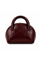Burgundy Patent Leather Mini Hand and Shoulder Bag with Gold Detailing and Stylish Design - 3