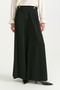 Gold Buttoned Wide Leg Trousers with Pile Detail - Black - 2