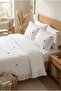 3D Colorful Daisy Embroidered Ruffle 100% Cotton 6 Piece Duvet Cover Set - 3